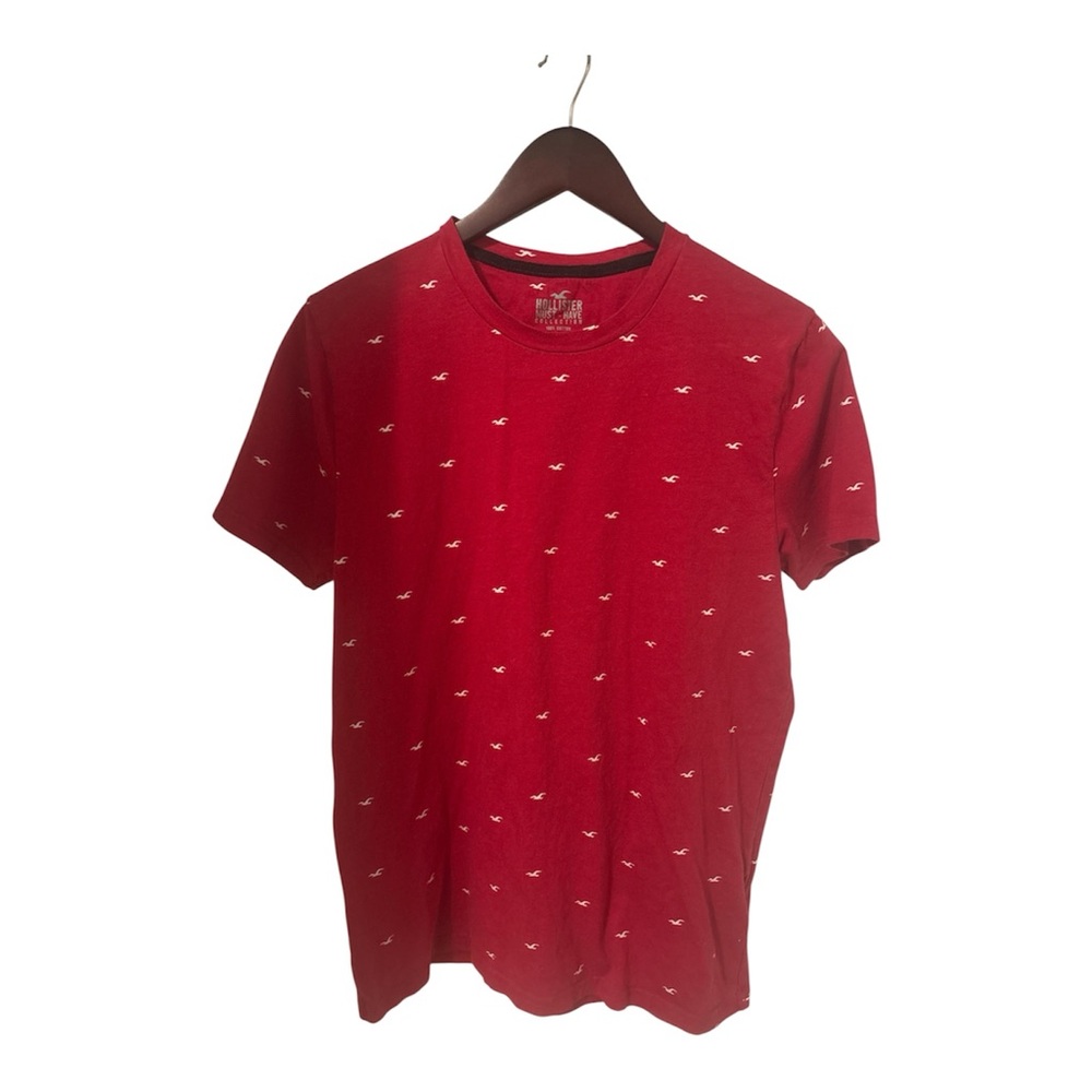 Hollister Men's Must-Have Collection Red Cotton T-Shirt Size M, Hollister Logo